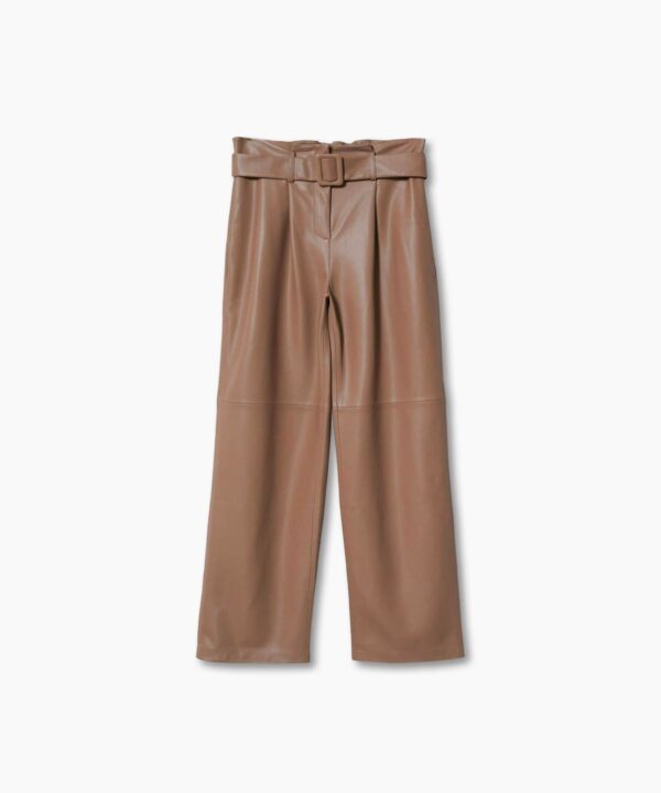 Leather-effect straight trousers